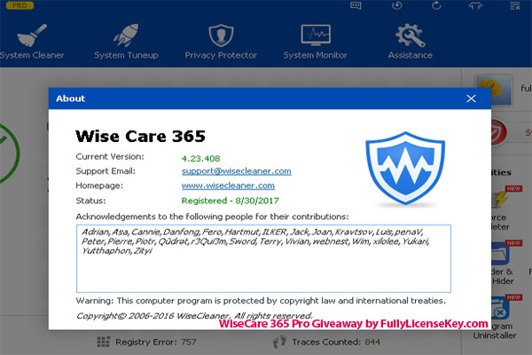Wise Care 365 Pro Serial Key 2015